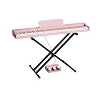 Piano digital de 88 teclas for principiantes, con teclas sensibles a la velocidad, portátil, con soporte, pedal triple, funda de transporte y partitura.(Pink)
