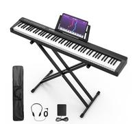 Piano digital de 88 teclas, tamaño completo, juego de piano electrónico semipesado con soporte, altavoces integrados, teclado de piano eléctrico con pedal de sostenimiento, Bluetooth, MIDI/USB/MP3