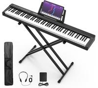 Piano digital de 88 teclas, tamaño completo, juego de piano electrónico semipesado con soporte, altavoces integrados, teclado de piano eléctrico con pedal de sostenimiento, Bluetooth, MIDI/USB/MP3