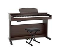 Piano digital DP-10X de Gear4music con banco ajustable Palisandro | 88 Teclas de Acción Martillo con 3 Pedales y 24 Voces, Metrónomo y 55 Canciones Demo, Acabado Palisandro