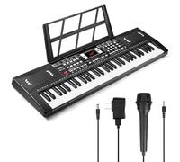 Piano digital electrónico de 61 teclas, piano de teclado portátil con altavoz y micrófono integrados, soporte para hojas y fuente de alimentación, piano de teclado, regalo de enseñanza para