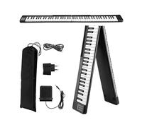 Piano digital electrónico plegable de 88 teclas, dinámico y sensible, con fuente de alimentación, pedal de sustain, Bluetooth y MIDI for principiantes.(Black)