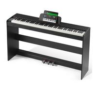 Piano digital ponderado VEVOR, 88 teclas totalmente ponderadas, piano eléctrico con teclado dual y altavoces, soporte de gabinete simple con auriculares, 200 tonos y ritmos, compatible con Bluetooth/U