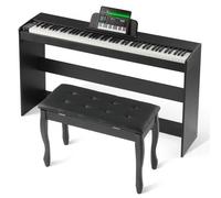 Piano digital ponderado VEVOR, 88 teclas totalmente ponderadas, teclado dual y altavoces, soporte de gabinete simple con banco doble, auriculares, 200 tonos y ritmos, compatible con Bluetooth/USB/MIDI