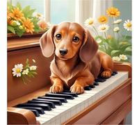 Piano Dog Jigsaw Puzzle 150 Pieces 65x65cm/26x26inch, Difficult Jigsaw Puzzles for Adults 150, Beautiful Art Work, Great Festive Puzzle Gift for Men/Women