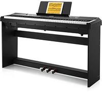 Piano Eléctrico 88 Teclas Contrapesadas, Donner DEP-20 Piano Digital 88 Teclas con Soporte y 3 Pedal para Principiante, retro, negro