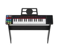 Piano Eléctrico Infantil con 37 Teclas - Batería Recargable - 8 ritmos y 22 Canciones - Base Resistente de Madera - Soporte para Tablet o Partitura - Juguete Educativo Musical para Niños +3 años
