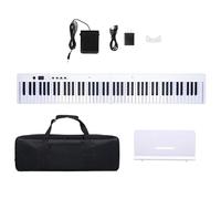 Piano Electrónico De 88 Teclas, Instrumento De Teclado Electrónico Plegable, 128 Tonos Con Accesorios De Bolsa Piano Electrónico Para Principiantes (Color : White)
