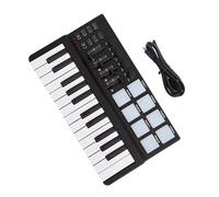 Piano Electrónico Mini Teclado Electrónico Portátil Con 25 Teclas Sensibles A La Velocidad, Teclado USB Y Controlador De Batería