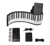 Piano Electrónico Portátil De 88 Teclas Con USB Teclado Flexible ABS De Silicona Suave Piano Digital Enrollable Con Pedal De Sostenido De Bocina(88-T Black)