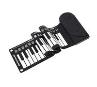 Piano enrollable de 49 teclas, teclado de piano manual recargable portátil integrado en 16 tonos, 10 ritmos y 6 melodías de demostración para regalos para principiantes (BLACK)