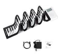 Piano enrollable de 61 teclas,plegable portátil piano,rollo de mano con batería USB integrada y 128 sonidos/ritmo/15 primera canción de demostración de sílice ambiental (blanco)