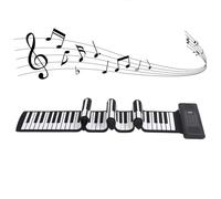 Piano Enrollable de 88 Teclas, Teclado de Piano Digital Plegable Recargable MIDI con Pantalla LED, Ritmos de 128 Tonos, 14 Canciones de Demostración, Piano Enrollable Manual para