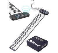 Piano Enrollable de 88 Teclas, Teclado de Piano Eléctrico Enrollable Manual Recargable con 128 Tonos Y Altavoz Incorporado, Función Bluetooth MIDI, Piano Enrollable Eléctrico Portátil(Negro)