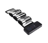 Piano enrollable de 88 teclas Teclado de piano portátil recargable Piano enrollable manual Piano de viaje Soporte de piano flexible Altavoz incorporado MIDI for principiantes (Color : Black)