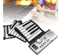 Piano Enrollado a Mano De 61 Teclas, Teclado Enrollable Plegable, 128 Timbres/100 Ritmos/40 Canciones De Demostración, Pantalla LCD Con Parlantes Internos Para Amantes De La Música