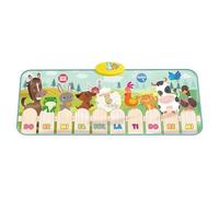 Piano Mat - Alfombra De Piso Musical Interactiva Para Desarrollo De Aprendizaje, Juguete Educativo Con 9 Sonidos De Animales Y 10 Llaves | Temprano Diseño Portátil Portable Actividad De Los Hijos Matr