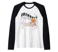 Piano Musicalmente Flor Dorada Camiseta Manga Raglan