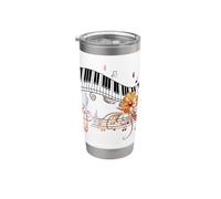 Piano Musicalmente Flor Dorada Vaso térmico de acero inoxidable de doble pared