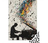 Piano Performance Art Puzzle de 1000 Piezas Papel para Adultos Notas Musicales de Colores Juego de Puzzle 1000 Piezas Relajante Regalo 70x50cm/1000pcs