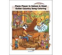 Piano Player in Saloon & Steel Guitar Country Song Coloring