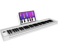 Piano Plegable Piano Eléctrico Portátil Tamaño Completo Grano De Madera Sensible Al Tacto 61 Teclas Piano Digital Recargable Con Altavoz Bluetooth MIDI Para Principiantes,Blanco