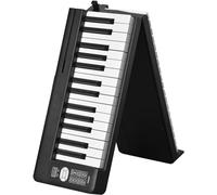 Piano Plegable Piano Eléctrico Portátil Tamaño Completo Grano De Madera Sensible Al Tacto 61 Teclas Piano Digital Recargable Con Altavoz Bluetooth MIDI Para Principiantes,Negro