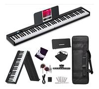 Piano plegable Piano eléctrico Teclado con soporte de tamaño completo Mejora madera grano sensible al tacto 88 teclas Piano digital con Bluetooth MIDI teclado de piano(negro)