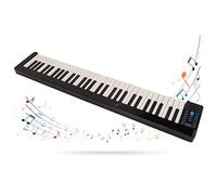 Piano Plegable, Piano Portátil con Teclado Plegable MIDI Bluetooth de Tamaño Completo de 61 Teclas, Piano Digital con Altavoces Duales, para Principiantes (Enchufe de la UE)