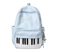 Piano Polka Dot Backpack Cute School Bags for Girls,with Star Pendant，Blue