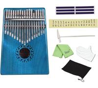 Piano portátil Piano de pulgar, portátil, portátil, piano de bolsillo de 17 teclas, instrumento musical de caoba maciza, regalo for amantes de la música, estudiantes principiantes (Color : Blu)