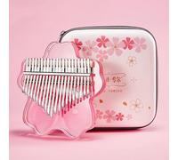 Piano portátil Sakura dedo pulgar 17/21 teclas Pinky Mini Kalimba Finger Instrumento musical Regalos para principiantes (transparente 21 teclas)
