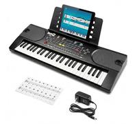 RockJam Piano con teclado de 49 teclas con fuente de alimentación, atril para partituras, pegatinas para notas y lecciones simples.