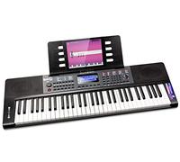 RockJam Piano con teclado de 61 teclas con inflexión de tono, fuente de alimentación, soporte para partituras, pegatinas para notas y lecciones de piano
