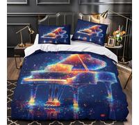 Piano Sheet Juego de cama de 3 piezas, estampado 3D, funda nórdica con cremallera y funda de almohada, diseño individual (140 x 200 cm)