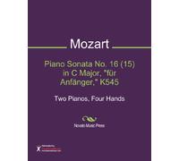 Piano Sonata No. 16 (15) in C Major, "für Anfänger," K545 Sheet Music (Two Pianos, Four Hands)