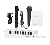 Pianos Digitales Para Teclado Electrónico De 37 Teclas Recargable Con Forma De Guitarra Ligero Con Correa Para El Hombro Mini Micrófono Y 10 Demostraciones