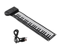 Pianos Digitales Para Teclado Electrónico Portátil De 49 Teclas Plegable Enrollado A Mano Instrumento De Teclado Para Principiantes(Black)