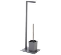 Piantana porta rotolo e porta scopino con base in vetro temperato e cover in sil