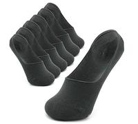 Piarini 6 pares de calcetines invisibles - Antideslizantes no show calcetines para zapatillas mujer hombre - calcetines invisibles con almohadilla de silicona, Negro , 43-46