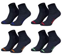 Piarini 8 pares de calcetines cortos para hombre y mujer, color negro, blanco, gris, antracita o con detalles de neón, delgados, sin cintura elástica, Vaquero-encaje neón, 39-42