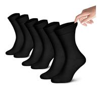 Piarini Calcetines sin goma para hombre, pack de 3 - Calcetines de salud que no cortan de algodón Negro 43-46