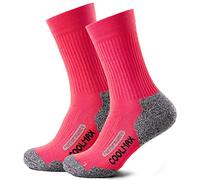 Piarini Coolmax - 2 pares de calcetines largos para senderismo, exteriores, color negro, antracita, azul marino, talla 35-38 39-42 43-46 47-50 rosa 39-42