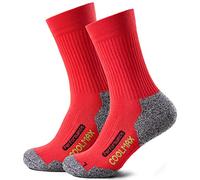 Piarini Coolmax - 2 pares de calcetines para senderismo y deportes al aire libre. Calcetines técnicos largos, negro antracita, azul gasolina. -