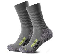 Piarini Coolmax - Calcetines de senderismo (2 pares, largos, acolchados), gris, 39-42