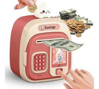 Piashow Hucha Electrónica para Niños y Niñas, Caja Fuerte con Huella Digital, Banco de Piggy con Música, ATM Electrónica, Banco de Dinero