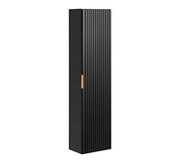 PIASKI Armario Alto de baño ADEL Black, Armario de baño Colgante, Tiradores Dorados, Muebles de baño fresados