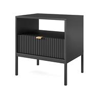 PIASKI Mesita de Noche Nova, Mesa de Noche, mesilla de Noche, Muebles de Dormitorio, Color Gris/Negro Mate (Negro), One Size