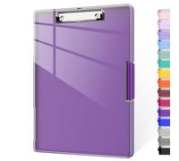 Piasoenc Portapapeles con Almacenamiento, Portapapeles Portátil Para Oficina, Tamaño 14.2 x 9.6 x 1.2 Pulgadas, Apertura Lateral, Portapapeles Para Contratistas, Profesores, Deep purple