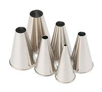 PIAZZA - 6 boquillas de acero inoxidable reutilizables para hacer decoraciones en pasteles, pasteles, chocolates. Boquilla para repostería - 6 boquillas de agujero redondo, diferentes tamaños